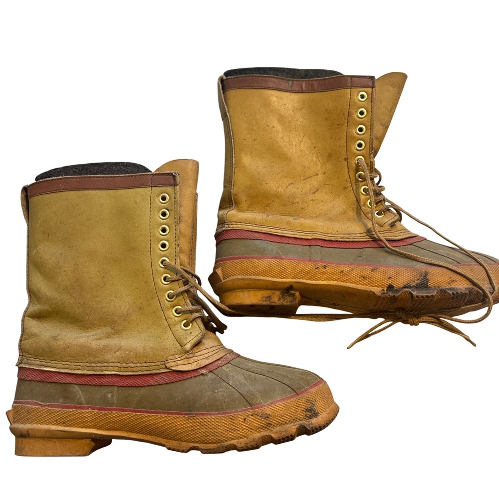 VTG World Famous Duck Boots Mens 10 Tan Winter Snow Outdoor Steel Shank Lace Up
